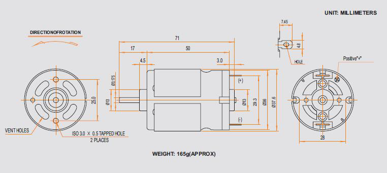 Carbon Brush Motor CYRS-540SA-32165-R2
