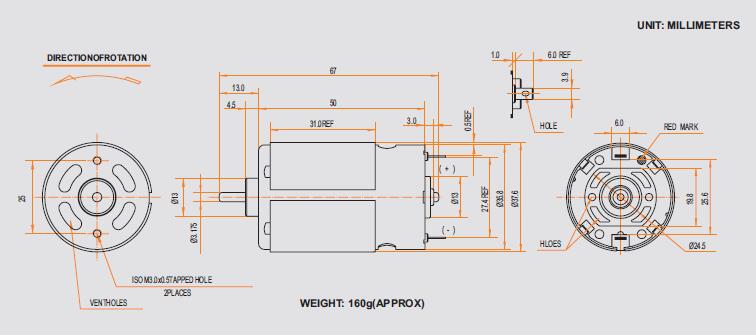 Carbon Brush Motor CYRS-540SM-16400-R2