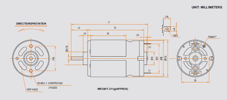 Carbon Brush Motor CYRS-550SA-31145-R2