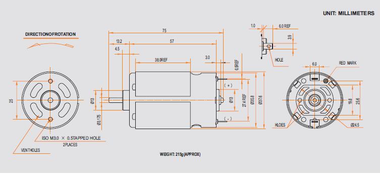 Carbon Brush Motor CYRS-550SM-7522-R2